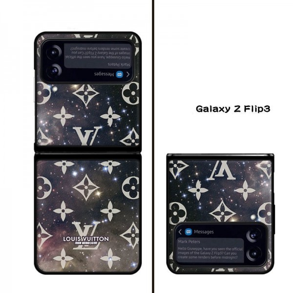 ブランド ルイヴィトン 星空の柄 Galaxy z flip4スマホケース 美しい Louis Vuitton ギャラクシーZ FLIP3スマホカバー 耐衝撃 Samsung Z Flip3ケース かわいい キラキラ 軽量 通気性 レディース 男性