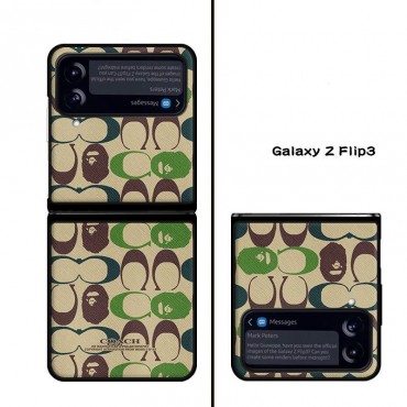 ルイヴィトン Galaxy Z Flip 4 5G ケース ハイブランド 可愛い プリント柄 コーチ Samsung z flip3カバー 高級PUレザー louis Vuitton ギャラクシーZ フリップ4ケース TPU バンパー 全面保護 耐衝撃 耐摩擦 指紋防止 おしゃれ 人気 女性 薄型 軽量 保護 携帯カバー 