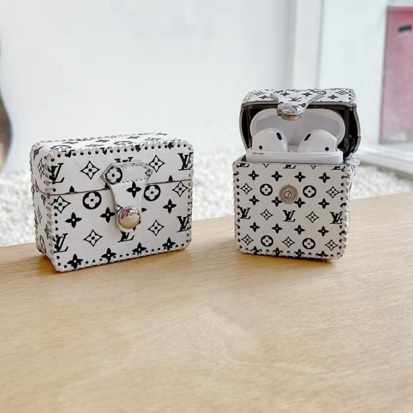 ルイヴィトン AirPods Pro2 対応 ケース 革 レザー 個性スクエア型 LOUIS VUITTON エアーポッズ3保護カバー シンプルデザイン 落下防止 ブランド airpods pro収納ケース 保護 アクセサリー 紛失なし 