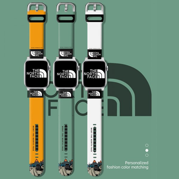 ザノースフェイスApple Watch 8/se2ストラップ流行り 新作 ブランド the north face スポーツウォッチ7バンド 耐久性 38mm 42mm 40mm 44mm ソフトシリコンパターンプリント 交換用バンド iWatch Series 6/5/4/3/2/1/SE用ベルト