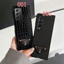 プラダ 高品質 Galaxy Z FOLD4 スマホケース 贅沢レザー Prada ギャラクシー Z Fold3携帯カバー 華やかな鰐紋 ハイブランド Samsung z fold2/foldケース 落下保護 おしゃれ 簡約 ビジネス メンズ 軽量 ファッション