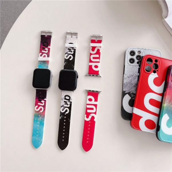 Supreme アップルウォッチ8/7/6対応ベルト 流行り 軽量 シュプリーム apple watch se2 バンド Apple Watch se 時計ベルト 運動バンド ファッション バンド 取付簡単 サイズ調整 男女兼用