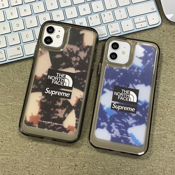 iphone13/13pro/13pro maxケース ザノースフェイス 半透明デザイン 個性 ブランドthe north faceコラボ Supreme アイフォン12pro/12promax/12携帯カバーフィット 耐衝撃 IPHONE11/11pro max/11proスマホケース 潮流 メンズ レディース