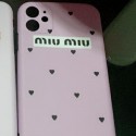 MiuMiu ブランド iphone 12 pro/12 mini/12 pro max/11 pro/11 pro max/SE2ケース ハート柄 モノグラム ミュウミュウ 韓国風 iPhone X/XS/XR/XS Maxスマホケース ジャケット型 MIUMIU 芸能人愛用 耐衝撃 アイフォン12/11/x/xs/xr/8/7/6/6sカバー レディース