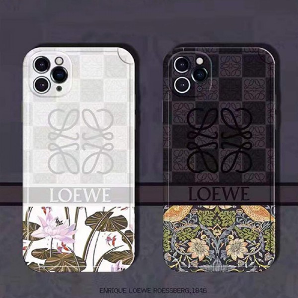 ロエベ Loewe ブランド  iphone 13/12 pro max/12pro/12ケース 蓮の花柄 きれい プリント アイフォン11/11pro/11 pro max/se2 ケース 復古スタイル おしゃれ レディース iphone xr/xs/x/xs maxケース ジャケット型 メンズ ファッション