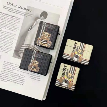 バーバリー ブランド AirPods1/2/3/pro クマ Airpods PRO収納ケース プリント ハイブランド 高品質 BURBERRY エアーポッズ プロ かわいい 携帯便利 紛失防止 メンズ レディース愛用