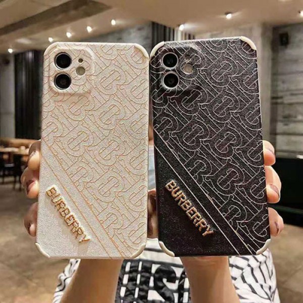 バーバリー iphone 12 mini/12 pro max/11 pro max/se2ケース ブランド 可愛い モノグラム BURBERRY シンプル 刺繍柄 ジャケット型 四角保護 立体 アイフォン12/12 pro/11/11 pro/x/xs/xr/8/7カバー レディース