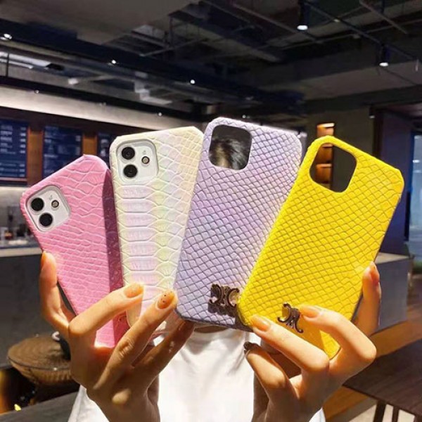 セリーヌ iphone 12 mini/12 pro max/11 pro max/se2ケース カッコイイ ブランド CELINE 蛇革 3D柄 カラー アイフォン12/12 pro/11/11 pro/x/xs/xr/8/7カバー レディース愛用