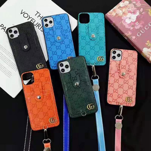 グッチ ブランド iphone 12/12 mini/12 pro max/11 pro max/se2ケース 可愛い エンボス加工 GUCCI カード収納 モノグラム ロゴ柄 レザー スナップ ストランプ付き カラー 斜め掛け アイフォン12 pro/11/11 pro/x/xs/xr/8/7カバー レディース