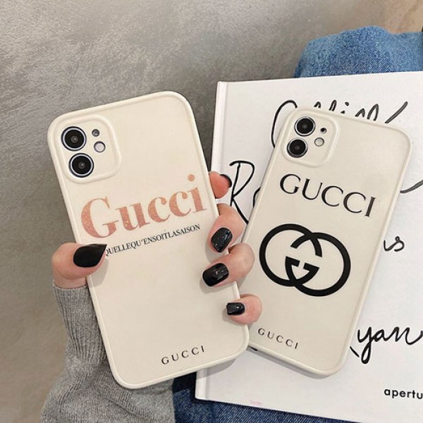 グッチ iphone 12 mini/12 pro max/11 pro max/se2ケース ソフト GUCCI  モノグラム ブランド 韓国風 シリコンケース ロゴ 単純 ホワイト色 かわいい セレブ愛用 アイフォン12/12 pro/11/11 pro/x/xs/xr/8/7カバー レディース