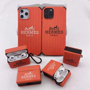 エルメス ブランド iphone12pro/12mini/12pro max/11/11 pro/11 pro maxケース かわいい スーツケース型 エアーポッズ プロ HERMES 四角保護 AirPods 1/2/3/proケース 収納可能 iphone x/xr/xs/xs maxケース 四角保護 アイフォン12/11/se2/8 plus/7ケース ファッション レディース