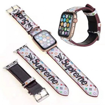 シュプリーム&ルイヴィトン コンボ apple watch アップルウォッチ バンド 人気ブランド ストラップ lv supreme ブランド サイズ38/40/42/44mm  高級 バンド オシャレ レディース                         