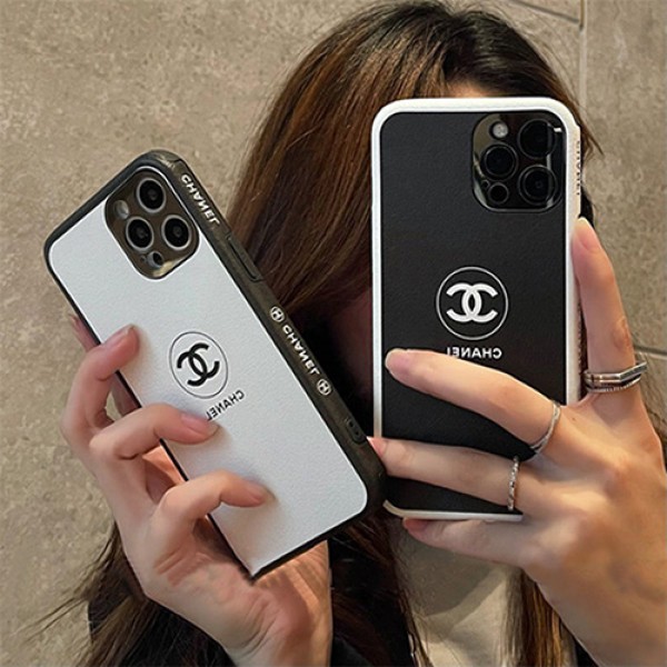 ペア揃い ブランド シャネル iphone13/12mini/12 pro/12 pro max スマホケース バック革紋 おしゃれ ココマークchanel アイフォン 11pro/11 pro max カバー サイド柄 美しい シンプル 黒白 iphone se2/11 ソフトケース 耐衝撃 ファッション