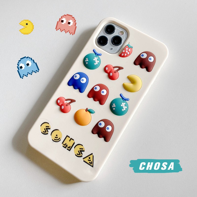 Pac Manパックマンiphone12pro 12mini 12pro Max 11 Se2ケース 果物ゲーム風 可愛い 3d立体 芸能人愛用 Huawei P40 女性向け アイフォン12 X Xs Xr 8 7 6カバー