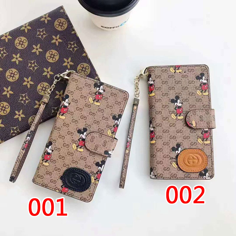 GUCCI＆Disney iphone13mini/14pro/13pro max手帳型カバー 全面保護 