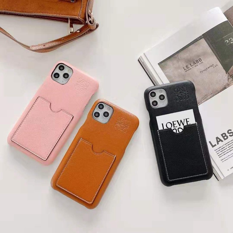 LOEWE ブランド iphone12 mini/12 pro/12 pro max/11/11 pro/se2ケース シンプル インスタ 小物収納 レザー