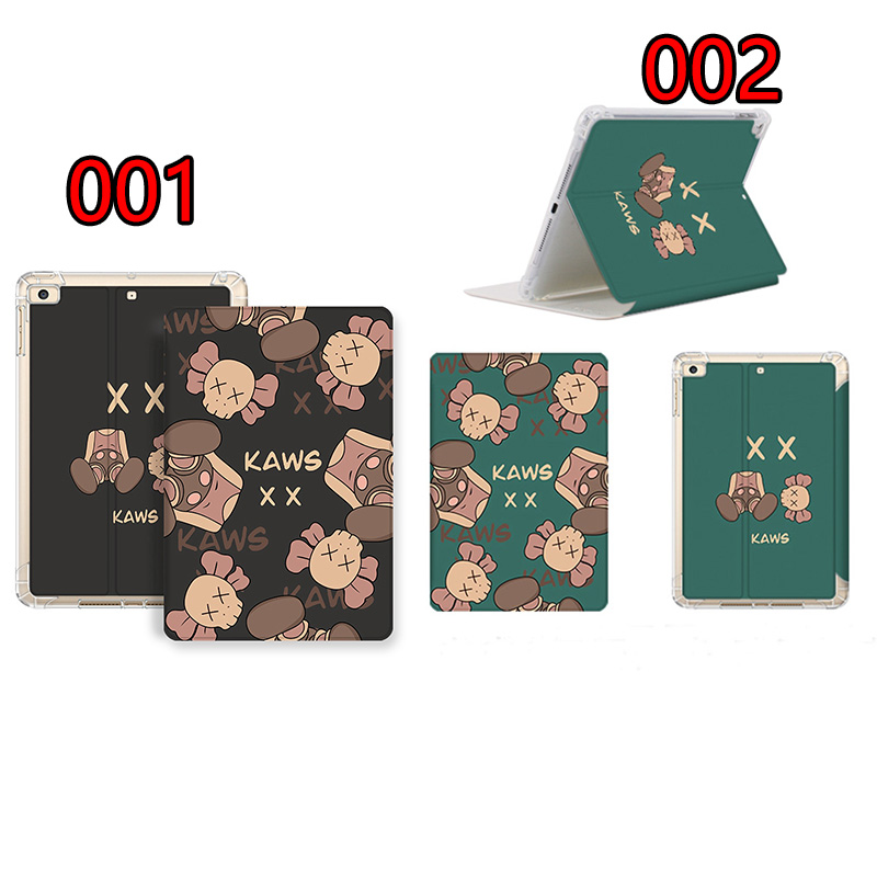 KAWS ブランド アイパッドプロ11/10.5/9.7インチ保護カバー ファッション 流行 人形 iPad Air 4/3/2/1ソフトケース  耐久性 スタンド可 ペン置け