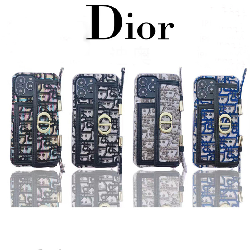 Dior 布製 収納型 iPhone13pro/13pro maxケースブランド 耐衝撃 取り外しストラップ付き