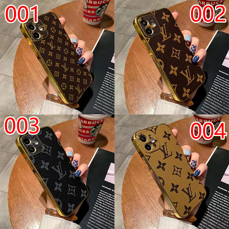 LV/ルイヴィトンiphone13pro/13pro max革カバー 枠塗装加工ファッション