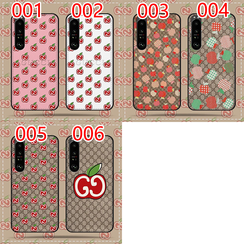 グッチ Xperia 5iii/5ii携帯カバー フェット四角保護 リンゴ紋