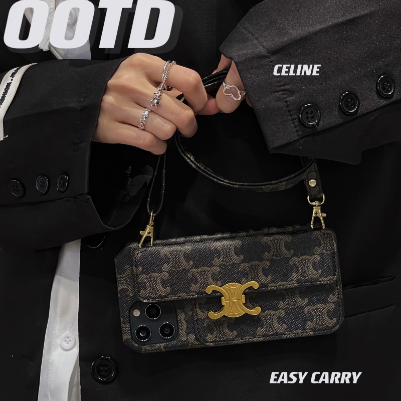  celine アップル13/13pro革カバー 斜め掛け