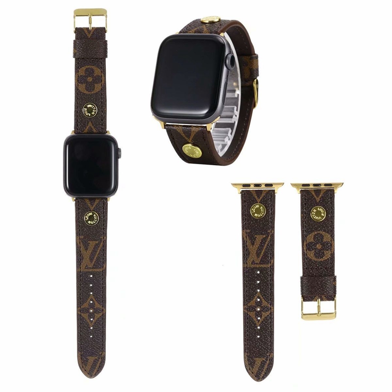 LV アップルウォッチSE革ベルト 経典モノグラム apple watch ストラップ サイズ調整可能