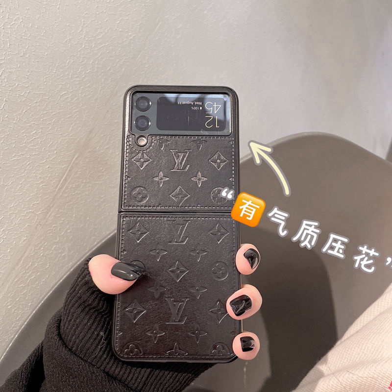 LV ギャラクシーzflip3革カバー経典柄エンボス加工 高級感 