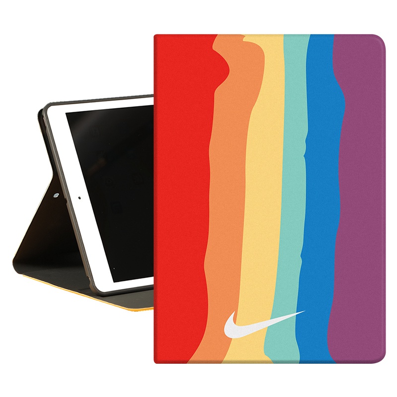 ナイキiPad pro12.9/11インチ（2021/2020/2018世代）ケース 虹柄 美しい 手帳型 