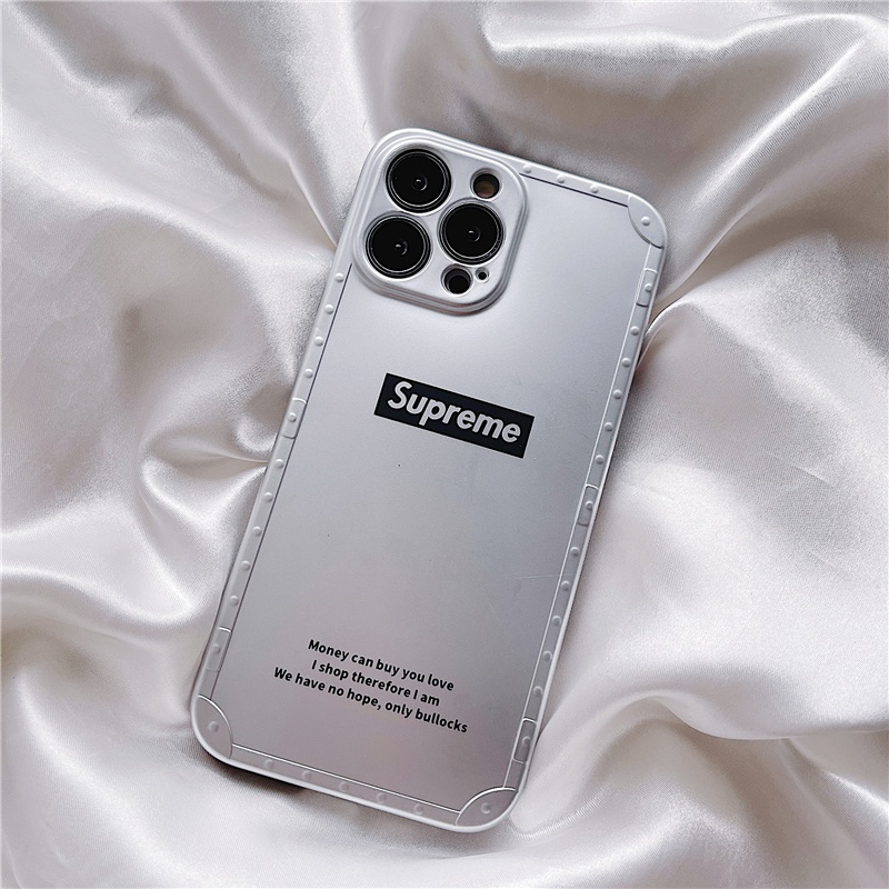 ファッション ブランド シュプリーム iPhone13pro max/13pro/13スマホケース 銀色 メッキ加工 高級感 