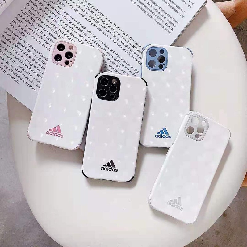 アディダスAdidasブランドiphone12pro/12mini/12pro max/11ケース 韓国風 3本ライン トレフォイル モノグラム 白色 耐衝撃 男女通用 アイフォンse2/x/xs/xr/8/7カバー