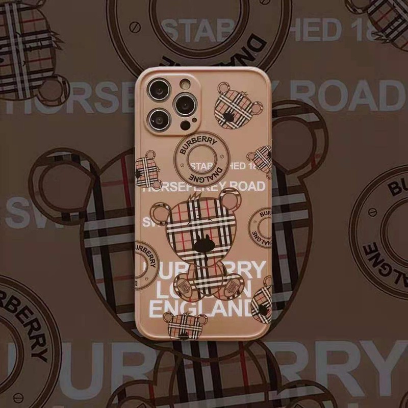 バーバリーBurbrerryブランド iphone12pro/12mini/12pro max/11ケース  可愛い熊柄 個性 格子柄 ins風 高級 人気 男女通用 アイフォンse2/x/xs/xr/8/7カバー