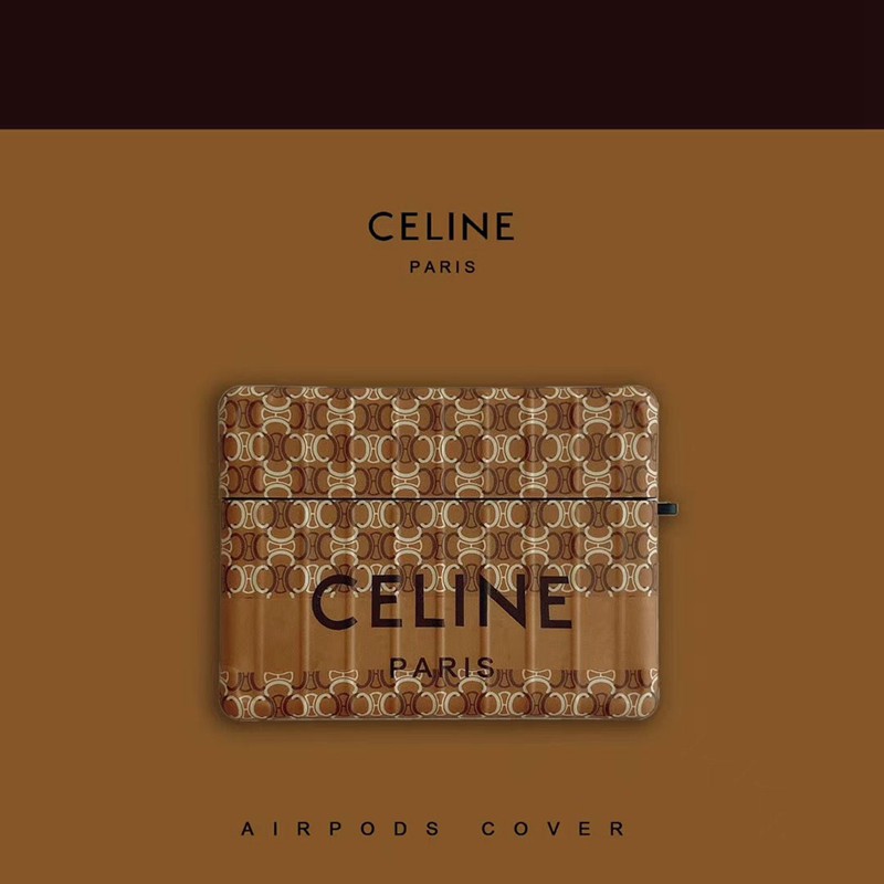 Celineセリーヌ ブランドairpods1/2/3/pro収納ケース クラシック柄 お洒落 エアーポッズ プロ AirPods紛失防止カバー チェーン付き 携帯便利 イヤホン対応 男女通用