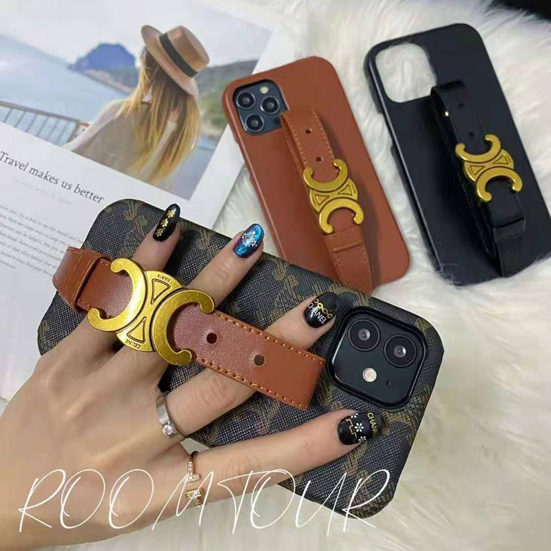 セリーヌ ブランドiphone 12 mini/12 pro max/11 pro max/se2ケース インスタ風 レザー製 CELINE 手バンド 銅 金具 衝撃吸收