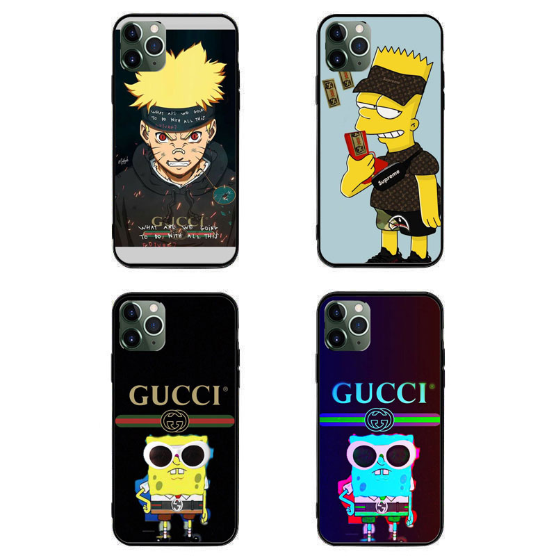 GUCCI ブランド オーダーメイド風 iphone 12mini/12pro max/11 pro maxケース 背面ガラス グッチ シンプソンズ ジャケット型 手作りきらきら xperia 1 II/5ii/10ii モノグラム スポンジボブ Galaxy S20/a51/a30/note20/note20 ultraケース 全機種対応