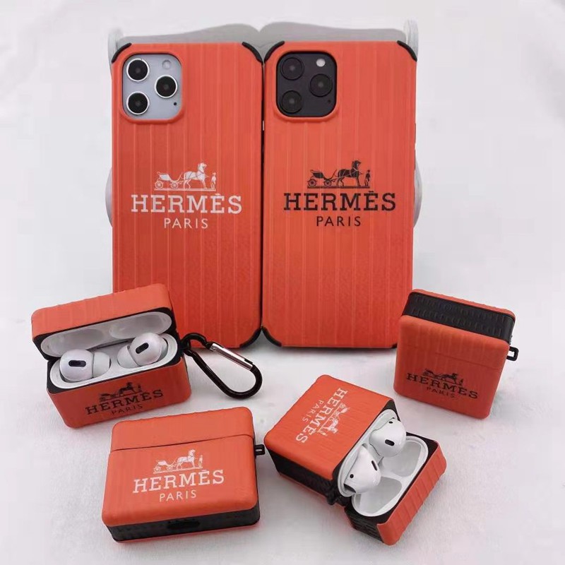 エルメス ブランド iphone12pro/12mini/12pro max/11/11 pro/11 pro maxケース かわいい スーツケース型 エアーポッズ プロ HERMES 四角保護 AirPods 1/2/3/proケース 収納可能