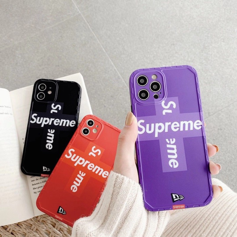 supreme シュプリームブランドiphone12pro/12mini/12pro max/11ケース 韓国風 モノグラム シンプル 十字柄 四角保護 女性 芸能人 アイフォンse2/x/xs/xr/8/7カバー 3色