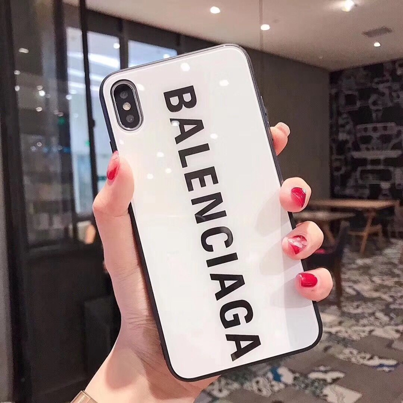 バレンシアガ iphone 12/12 pro/12 mini/12 pro max/11/11 pro/11 pro max/se2ケース ブランド 背面ガラス モノグラム balenciaga シンプル きらきら 耐衝撃 アイフォンx/xs/xr/8/7/6カバー カップル愛用