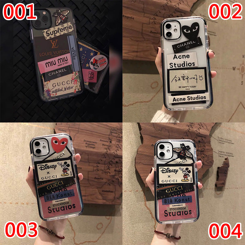 Miu Miu ミュウミュウ iphone 12 pro/12 mini/12 pro max/11 pro/11 pro maxケース モノグラム CDG 心蜂柄 LV タッグ風 クリアケース Chanel supreme gucci hermes