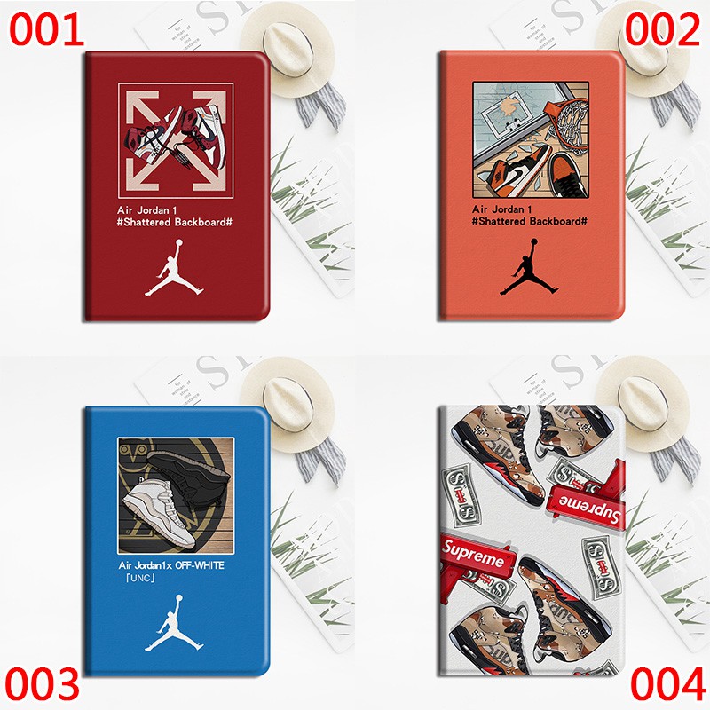 ジョーダンAir Jordanブランドipad pro 2021/2020/air4/mini/4/5カバー レザー風 Supreme シュプリーム アイパッドエア1/2/ケース Off-White オフホワイト 横開き アイパッド